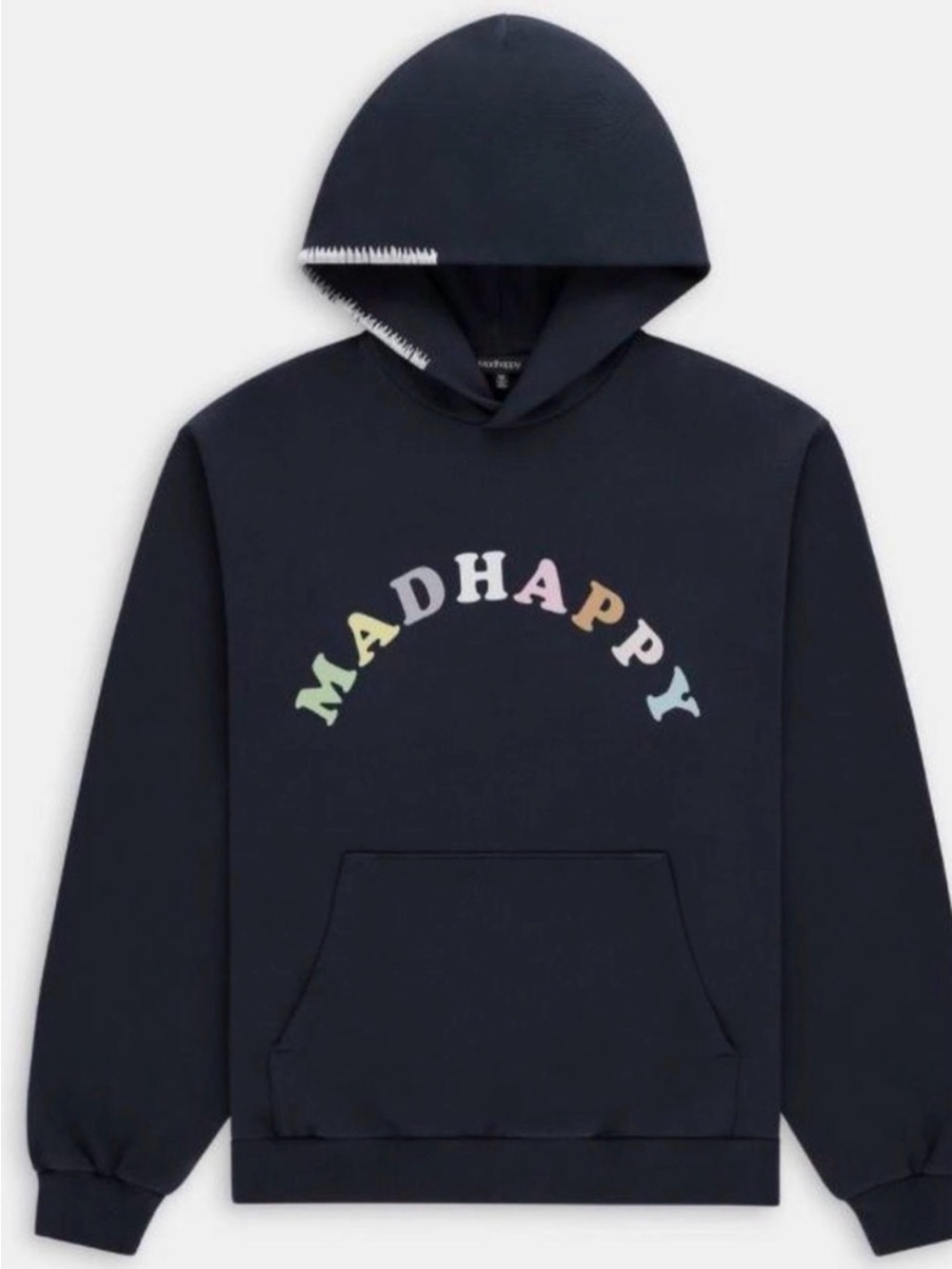 Madhappy Navy Hoodie with Pastel Rainbow Arch Logo